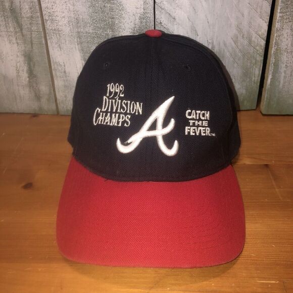Atlanta Braves Hat VTG Snapback Size M/L Cap 1992 Division Champs USA Made MLB - Picture 1 of 6